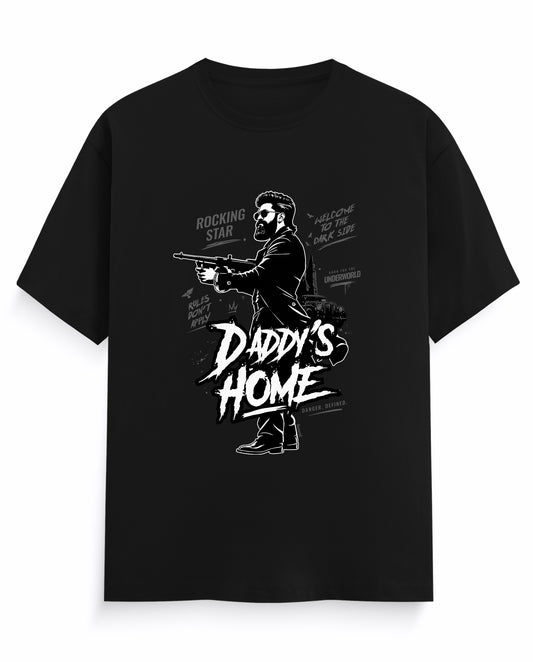 Front view of DADDY'S HOME men's regular-fit t-shirt in black.