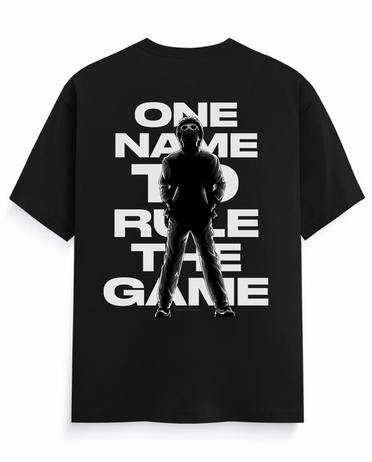 Back view of ONE NAME men's regular-fit t-shirt in black.