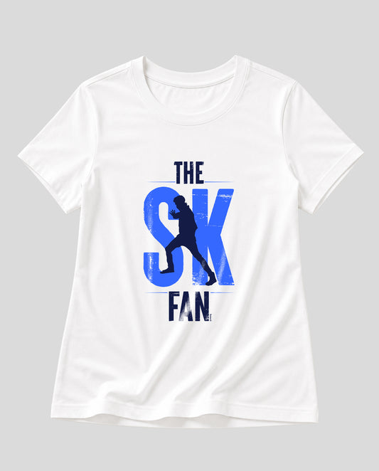 SK FAN women's regular-fit t-shirt in white.