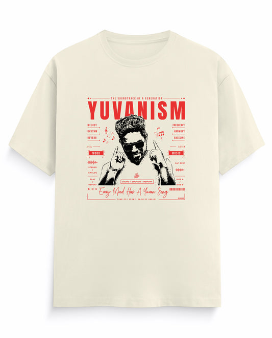 Front view of YUVANISM - Men's Regular Fit T-Shirt in off-white.