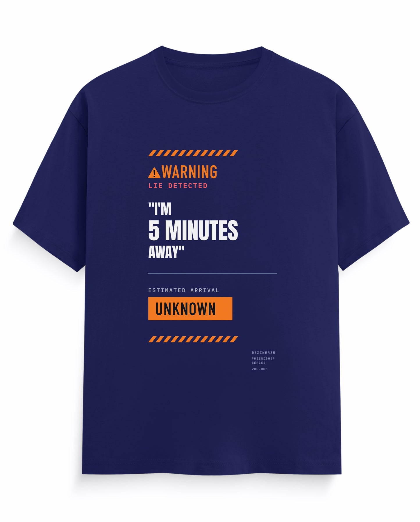 5 MINS AWAY men's regular-fit t-shirt in royal blue.