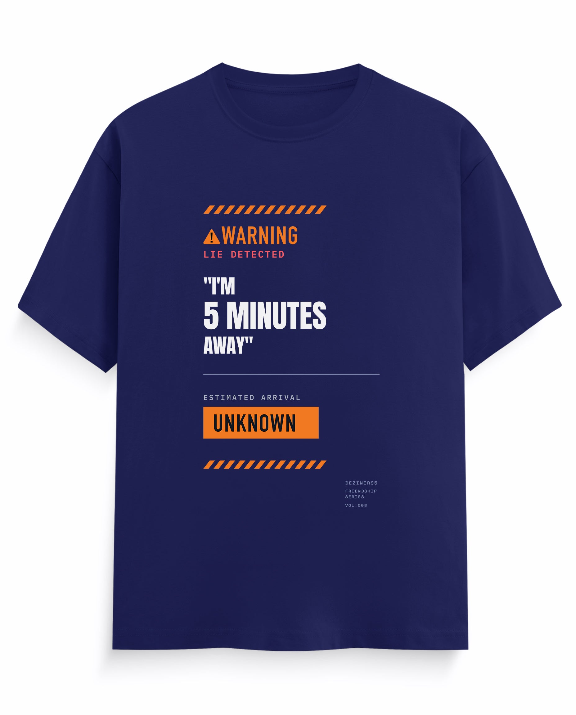 5 MINS AWAY men's regular-fit t-shirt in royal blue.