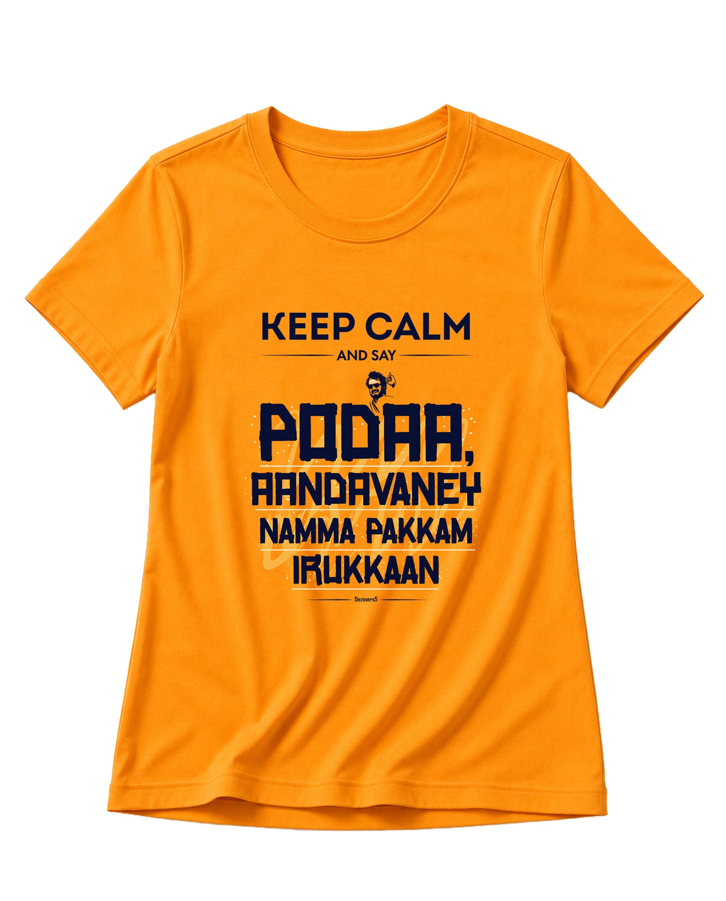 AANDAVANEY NAMMA PAKKAM women's regular-fit t-shirt in golden yellow.