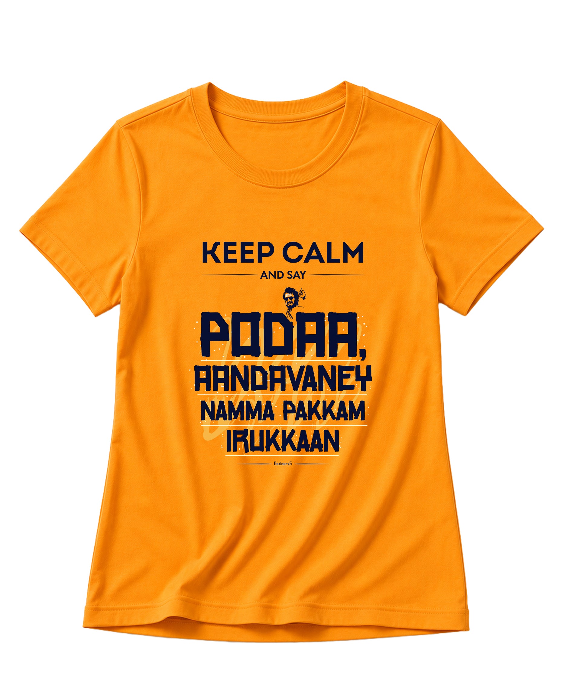 AANDAVANEY NAMMA PAKKAM women's regular-fit t-shirt in golden yellow.