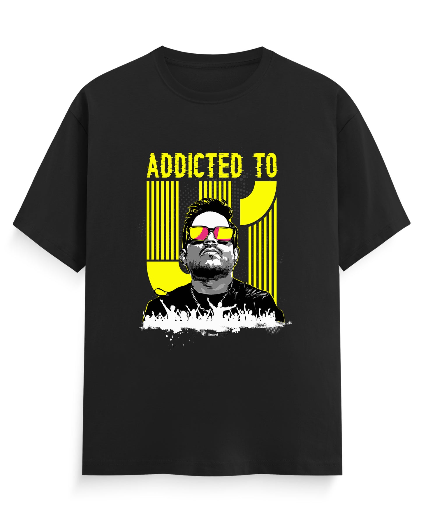 ADDICTED TO U1 men's regular-fit t-shirt  in black front view.