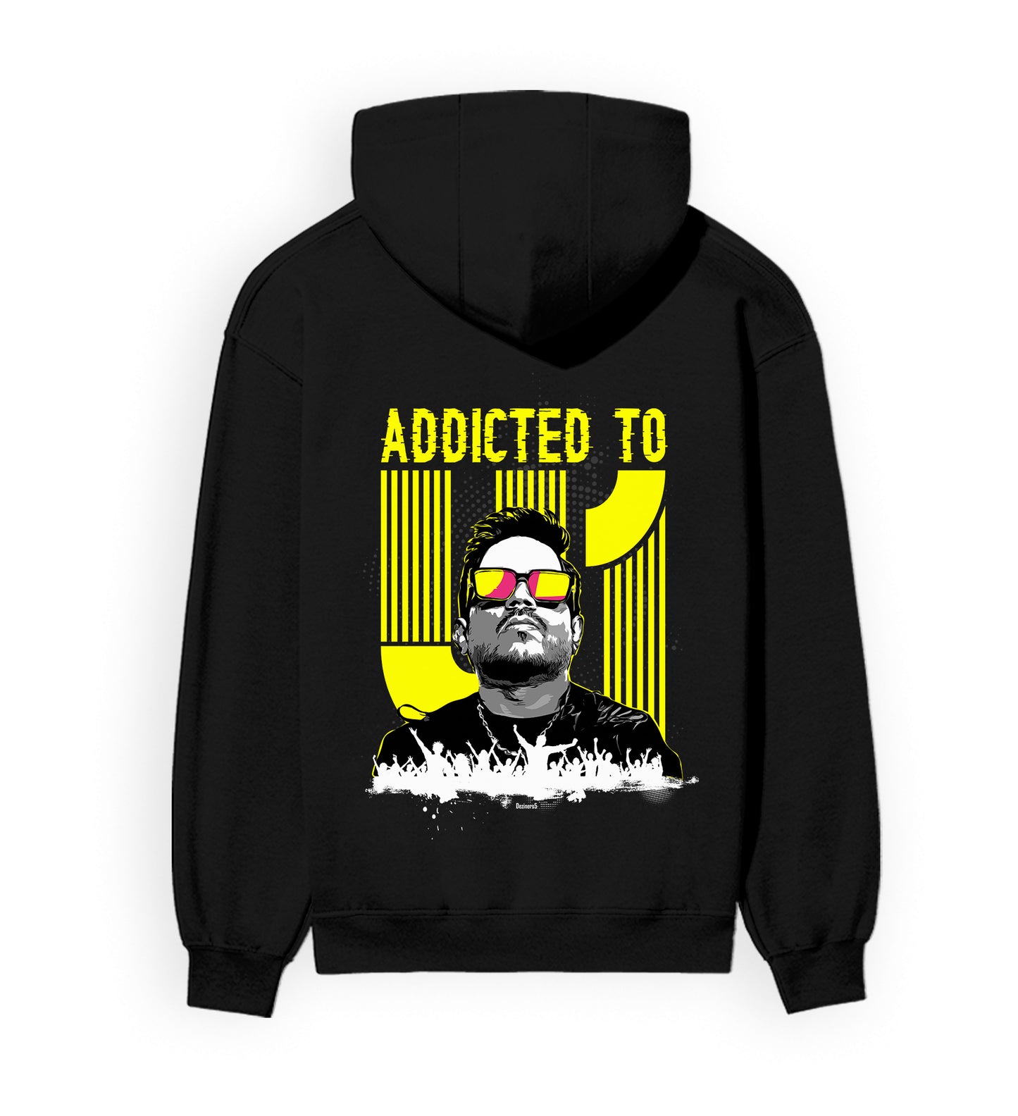 Back view of ADDICTED TO U1 unisex regular-fit hoodie in black.