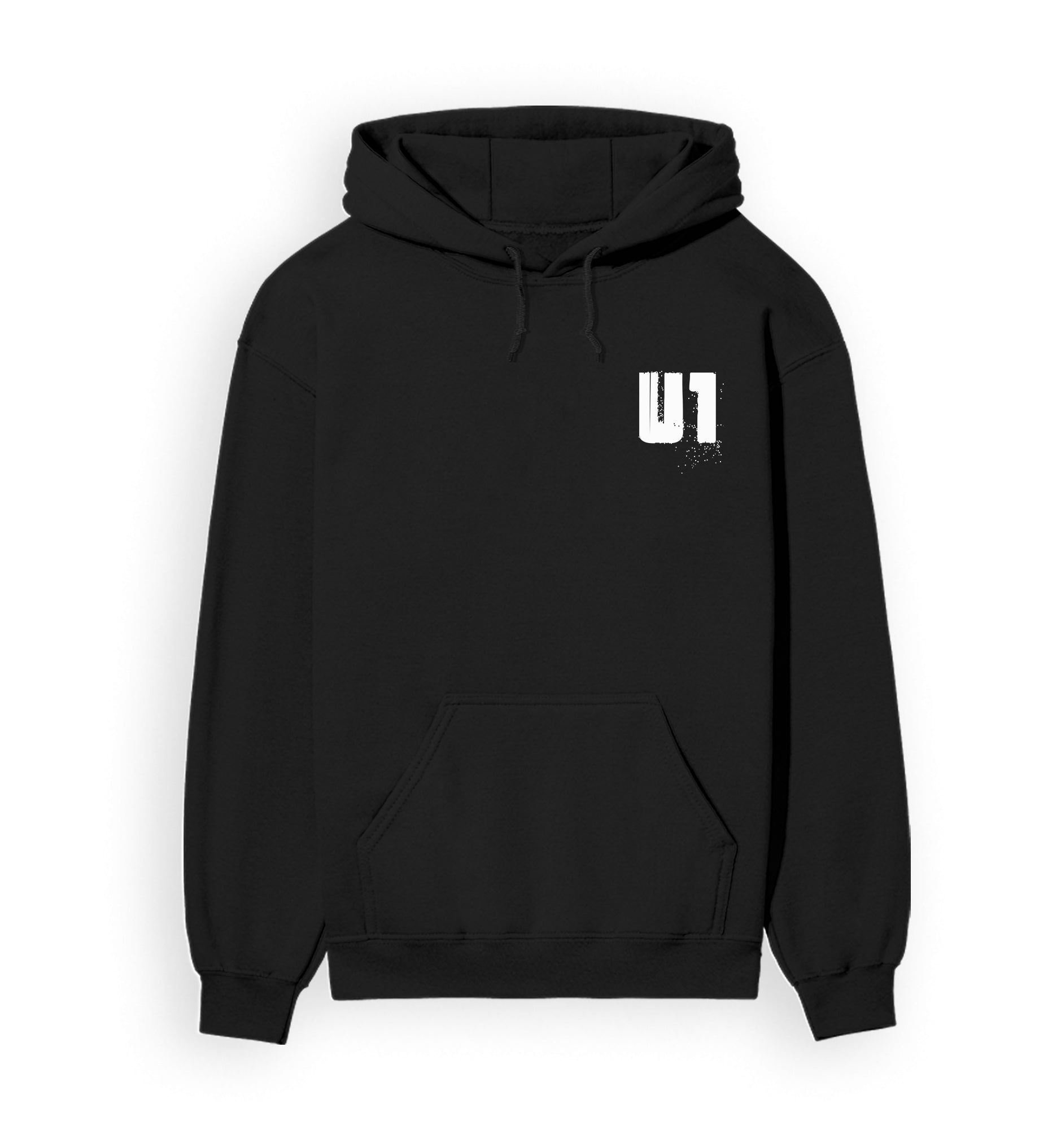 Front view of ADDICTED TO U1 unisex regular-fit hoodie in black.