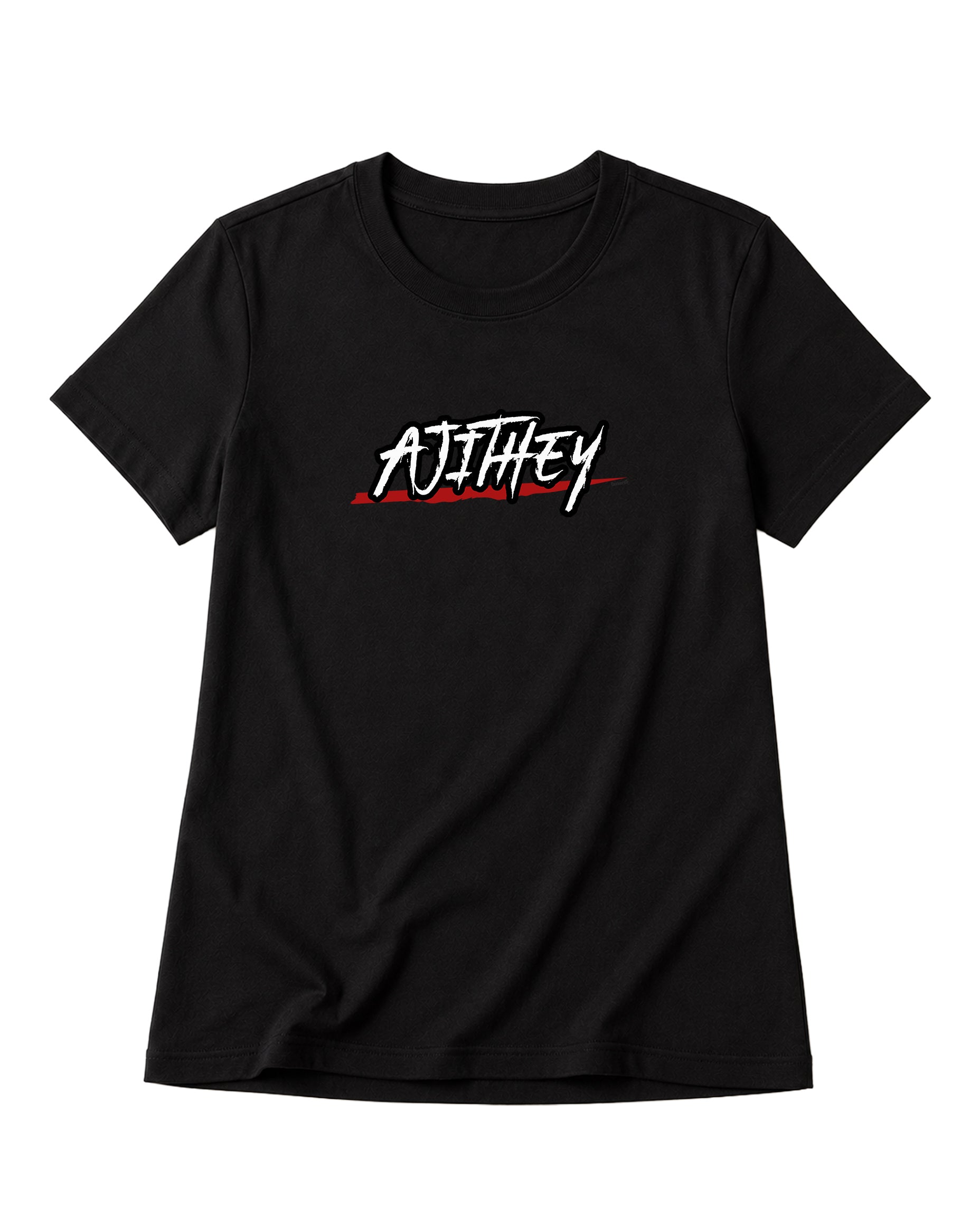 AJITHEY women's regular-fit t-shirt in black.