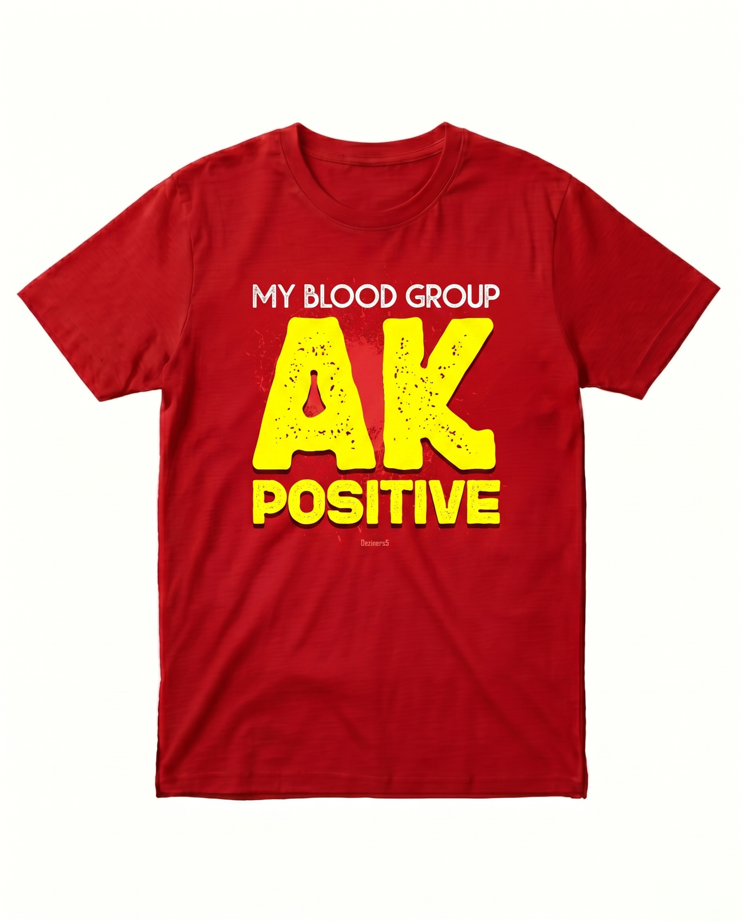 AK POSITIVE men's regular-fit t-shirt featuring a positive message graphic design on a red t-shirt.