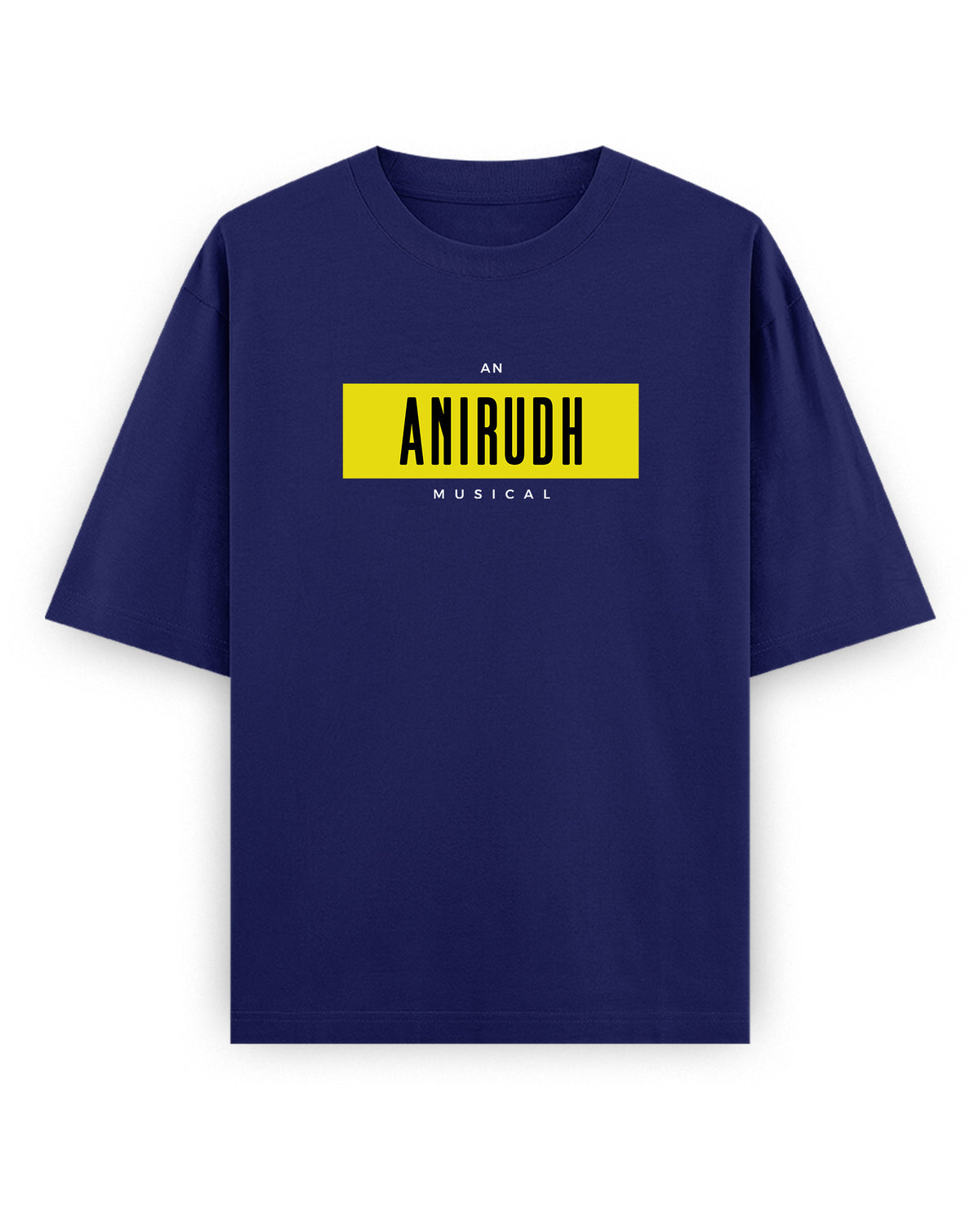 Front view of ANI MUSICAL - Unisex Oversized Graphic T-Shirt in royal blue.