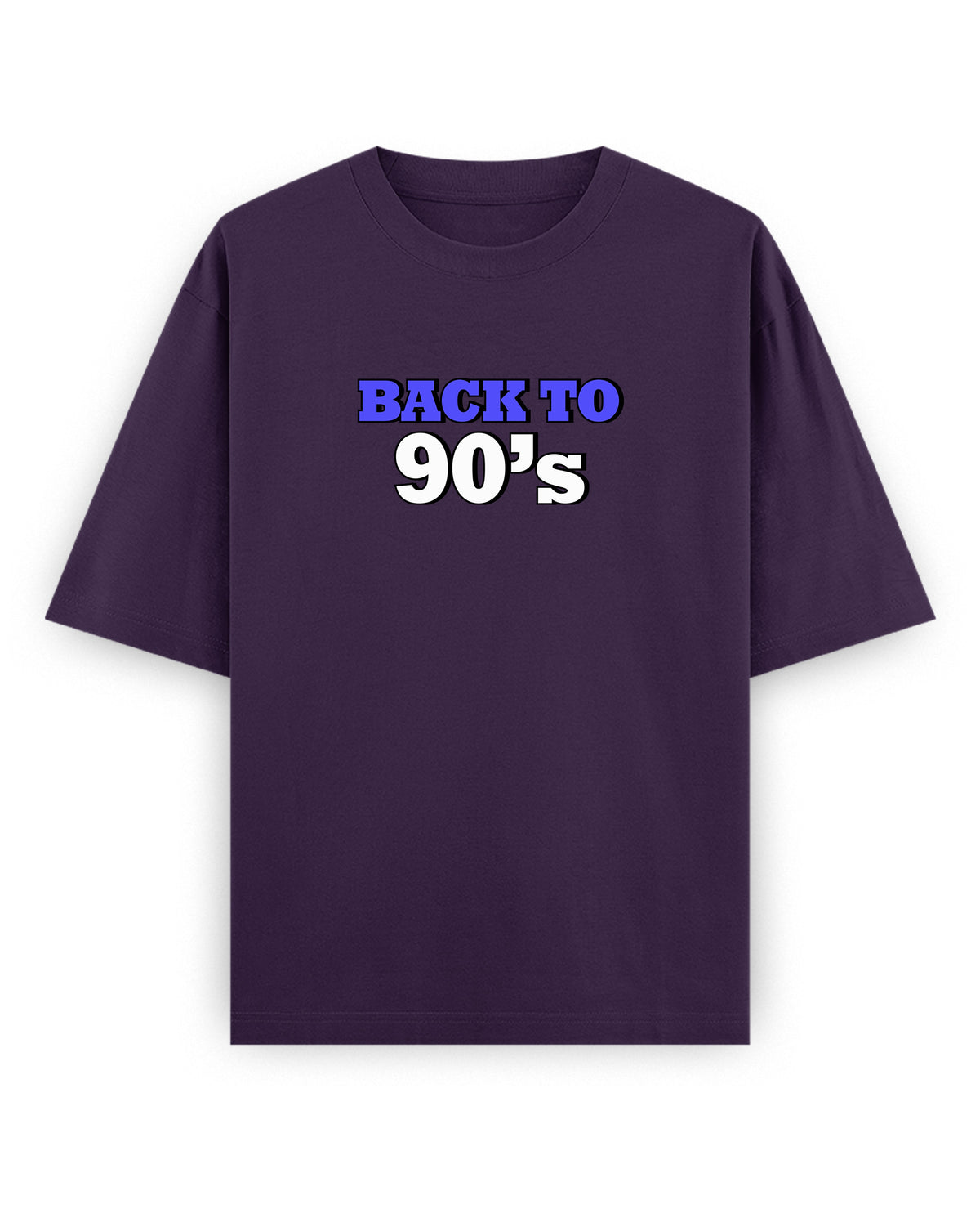 Front view of ARR 90S HITS - Unisex Oversized Graphic T-Shirt in purple.