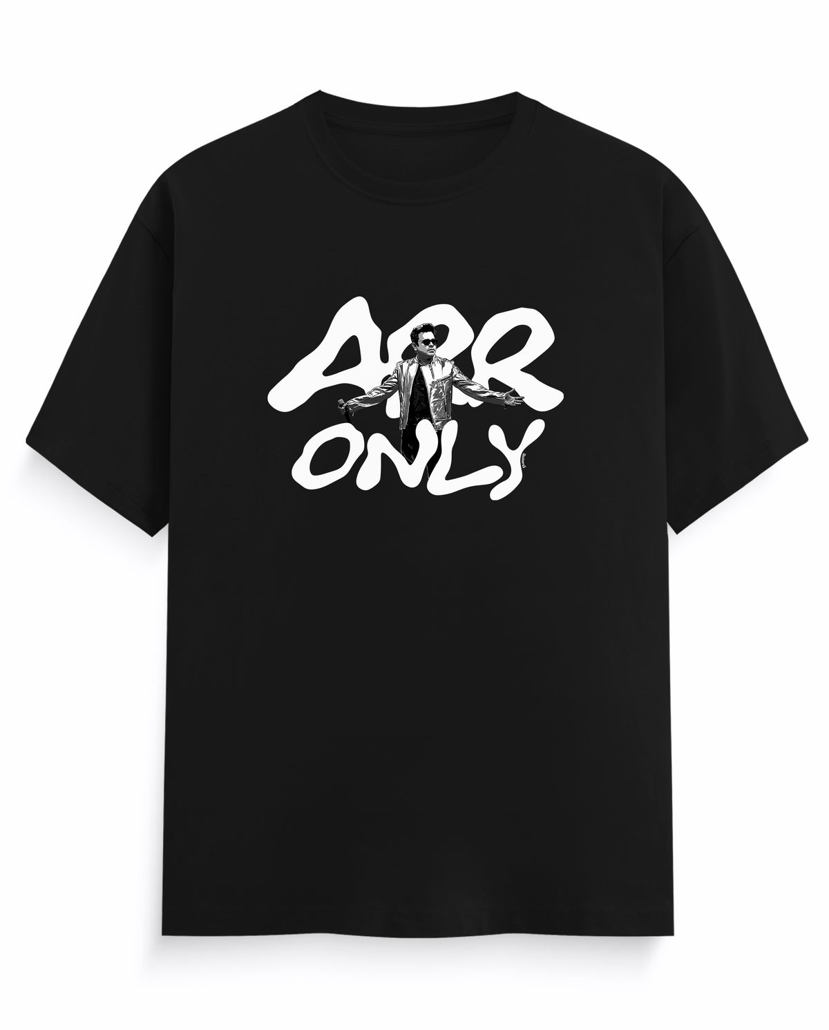 Front view of ARR TRIBUTE - Men's Regular Fit T-Shirt in black.