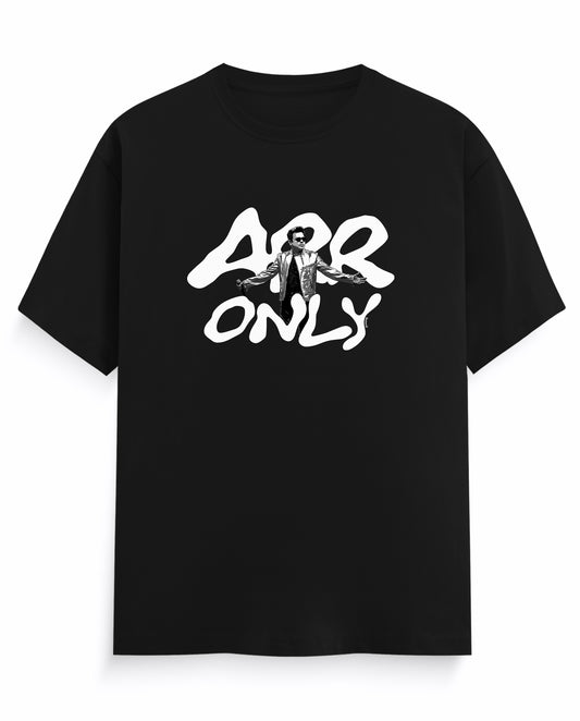 Front view of ARR TRIBUTE - Men's Regular Fit T-Shirt in black.