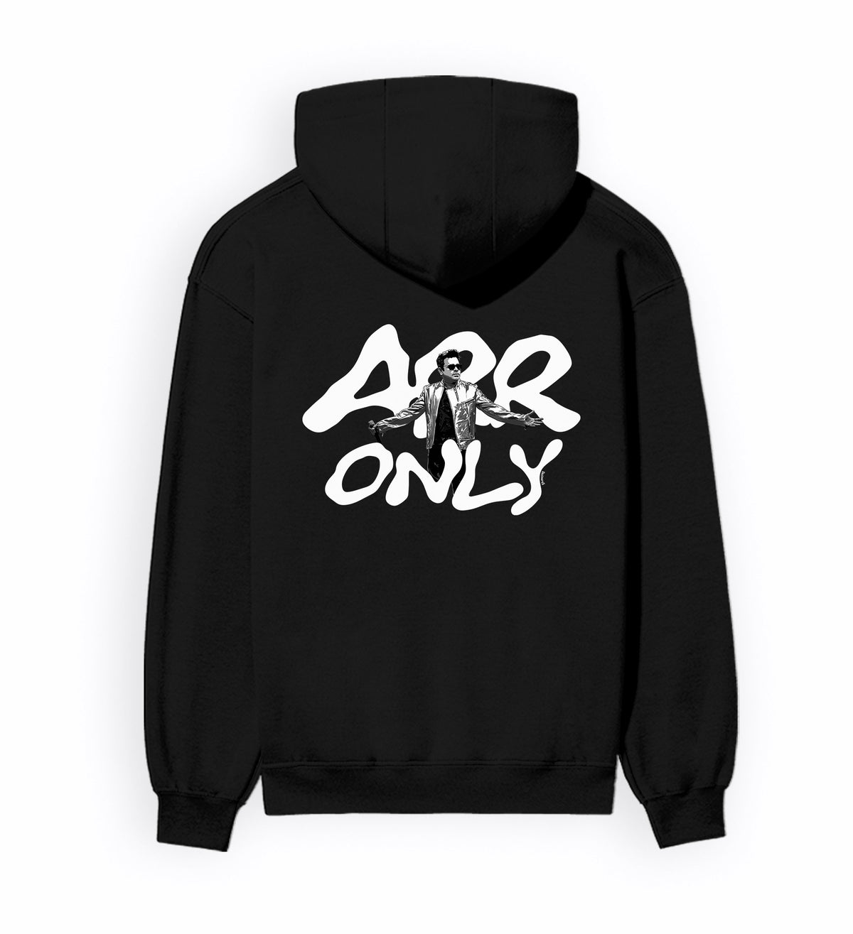 Back view of ARR TRIBUTE - Unisex Regular Fit Hoodie in black.