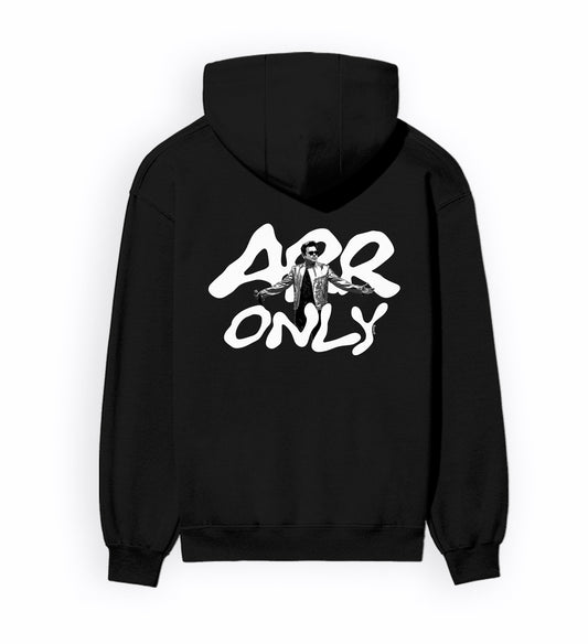 Back view of ARR TRIBUTE - Unisex Regular Fit Hoodie in black.