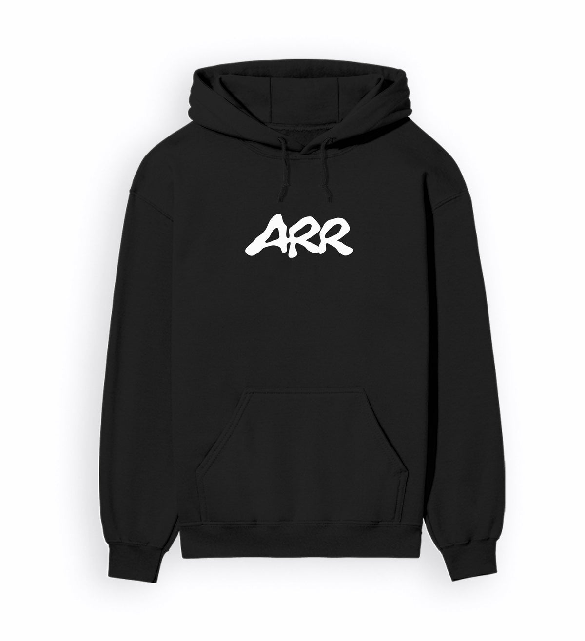 Front view of ARR TRIBUTE - Unisex Regular Fit Hoodie in black.