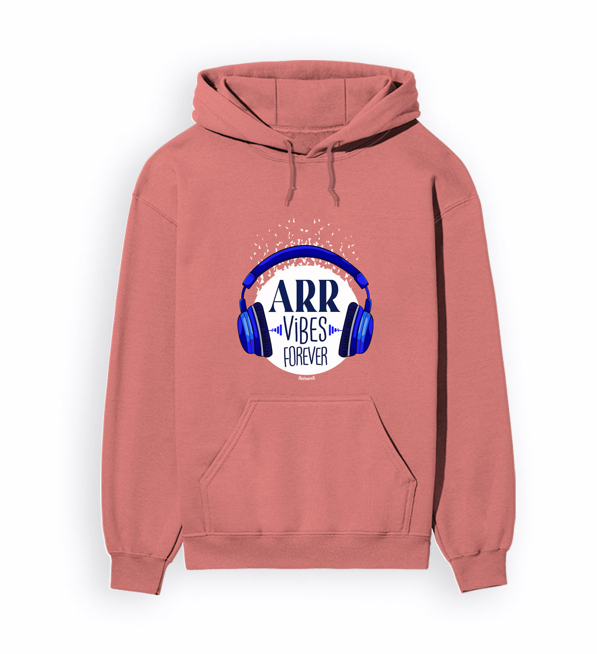 Front view of ARR VIBES - Unisex Regular Fit Hoodie in coral.