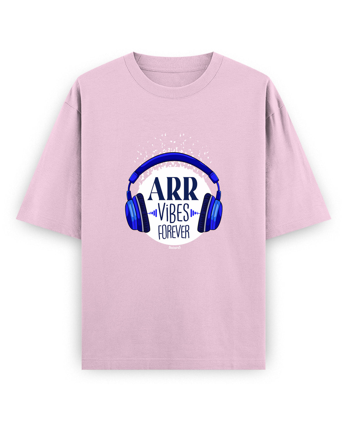 Front view of ARR VIBES - Unisex Oversized Graphic T-Shirt in light baby pink.