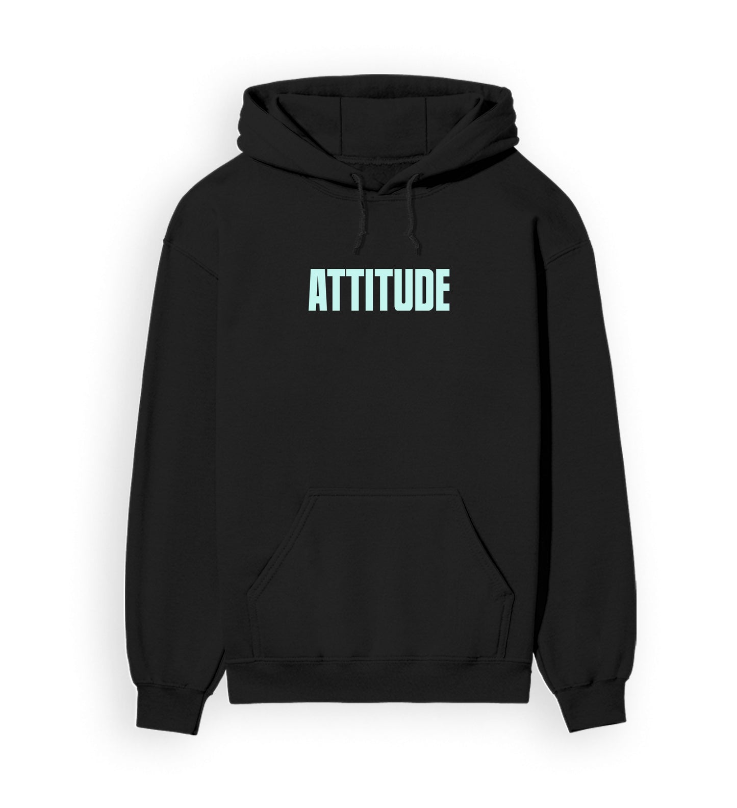 Front view of ATTITUDE - Unisex Regular Fit Hoodie in black.