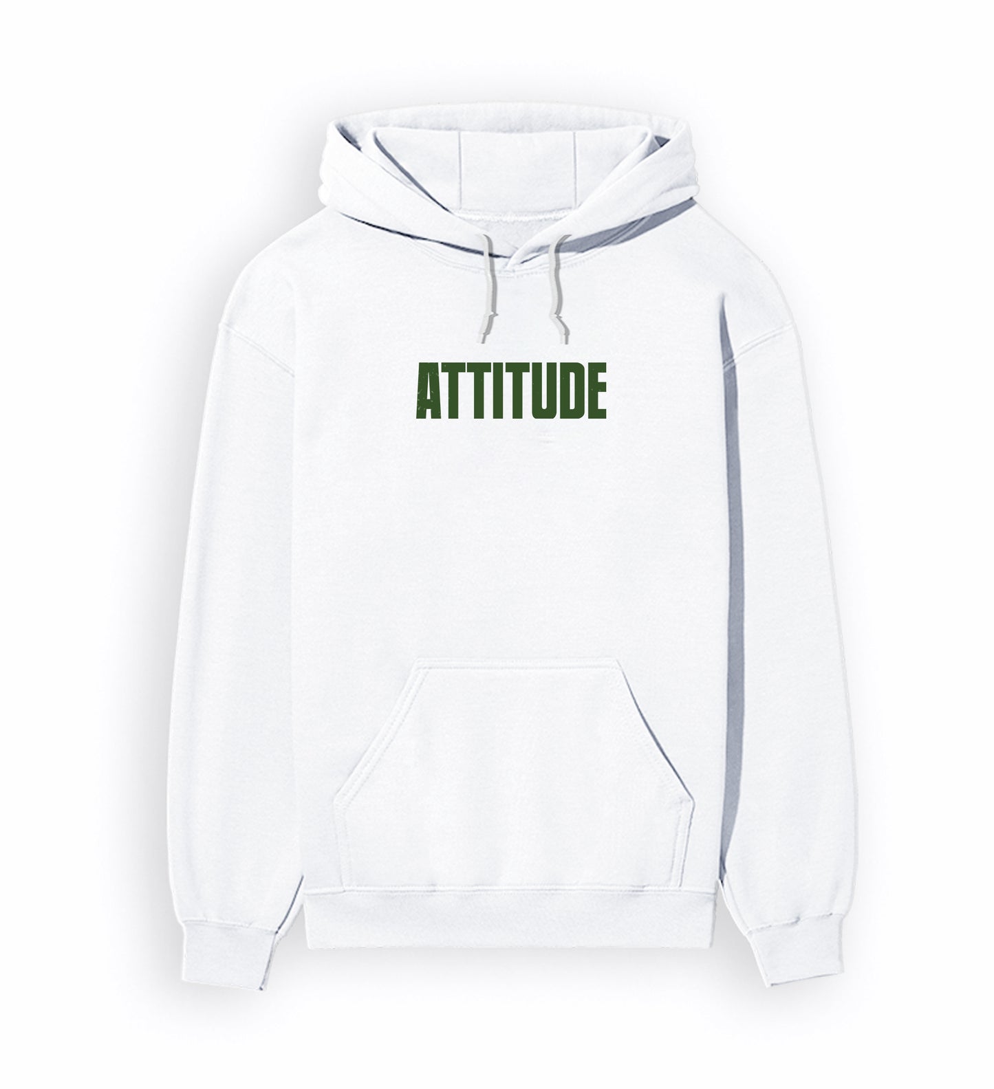 Front view of ATTITUDE - Unisex Regular Fit Hoodie in white.