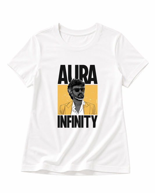 Front view of AURA INFINITY - Women's Regular Fit T-Shirt in white.