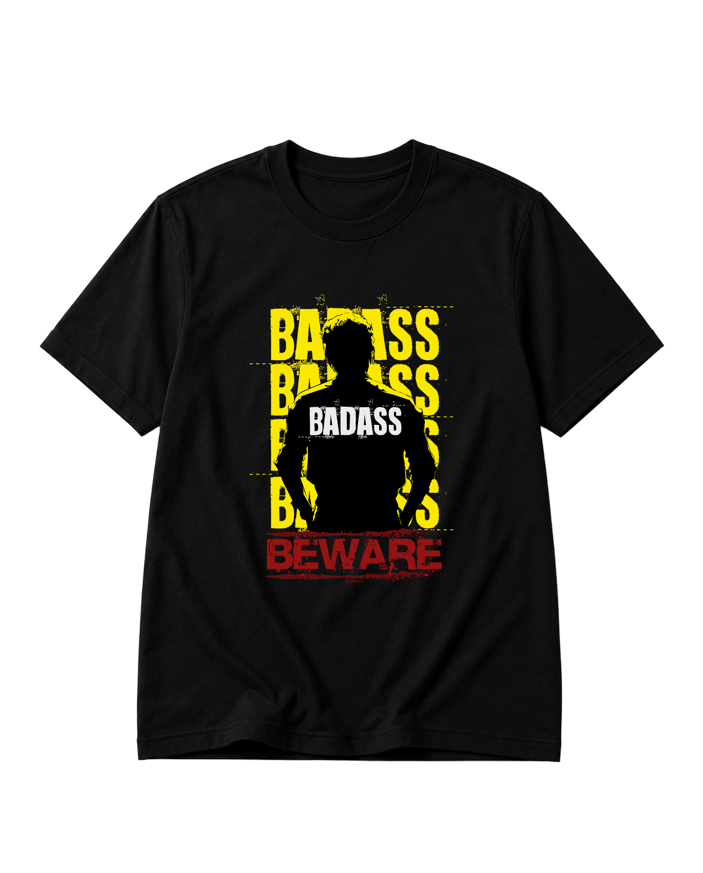 BADASS Vijay inspired men's regular fit t-shirt in black featuring bold graphic artwork.
