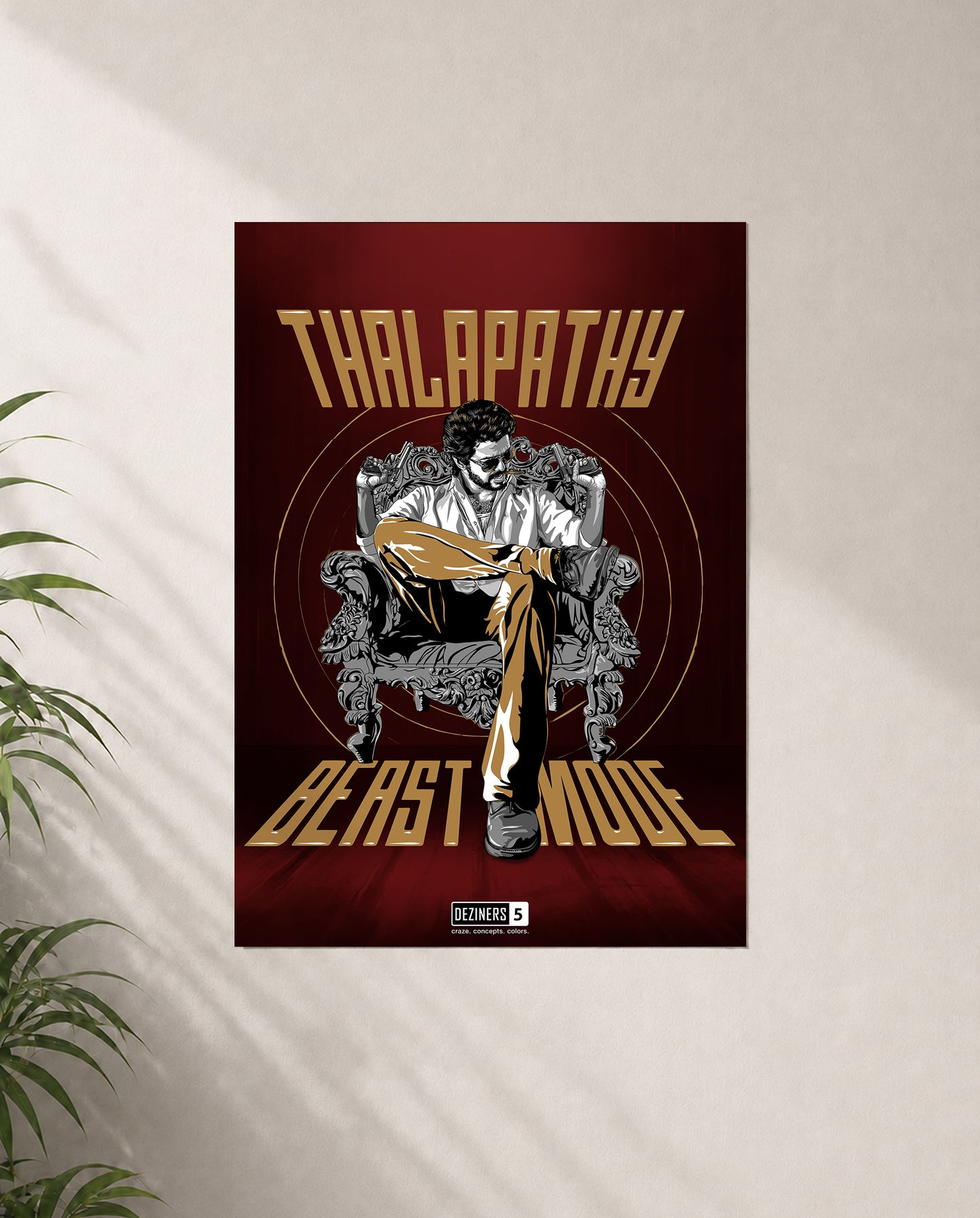 BEAST MODE premium matte wall poster featuring Thalapathy-inspired action artwork with bold cinematic styling.
