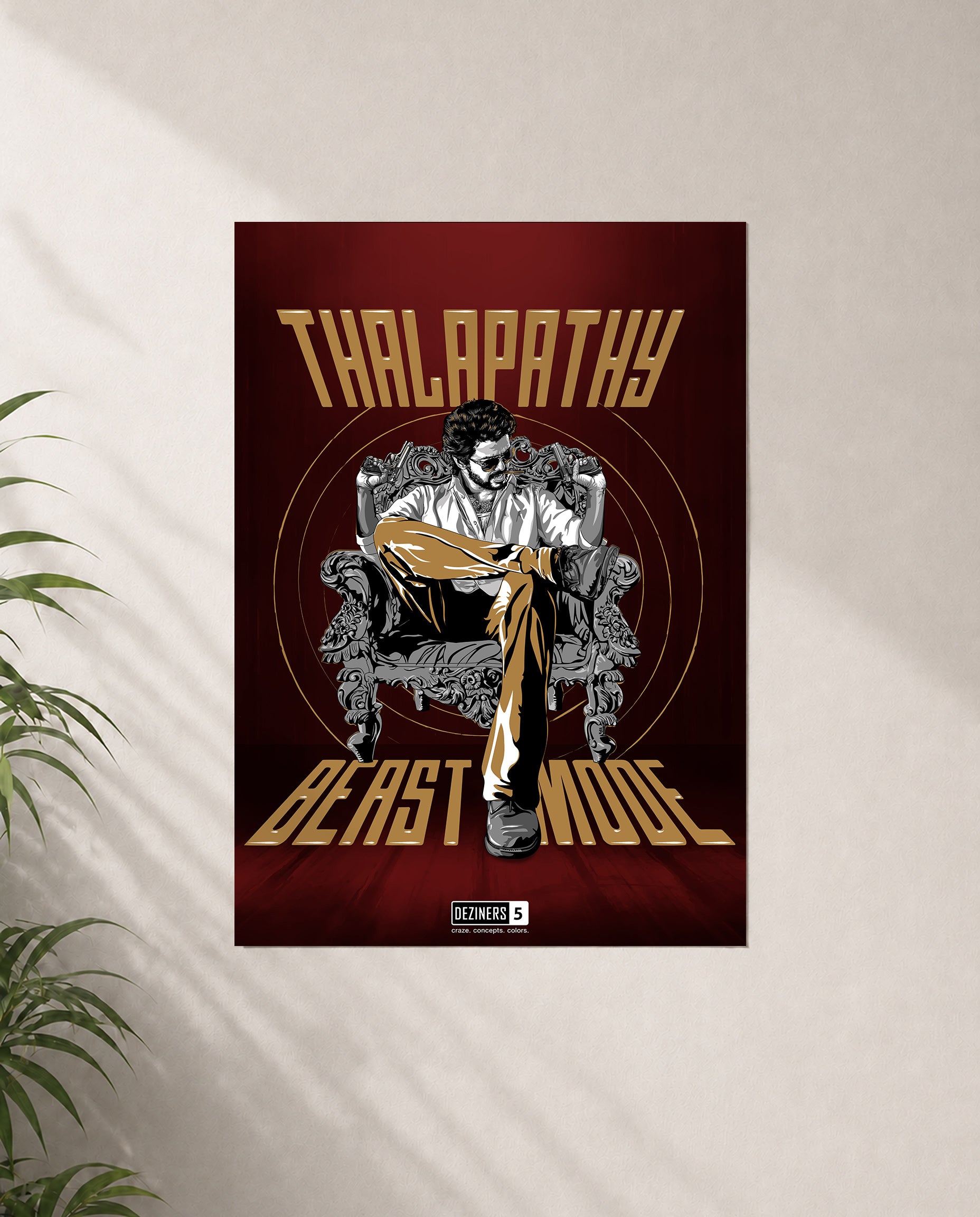 BEAST MODE premium matte wall poster featuring Thalapathy-inspired action artwork with bold cinematic styling.