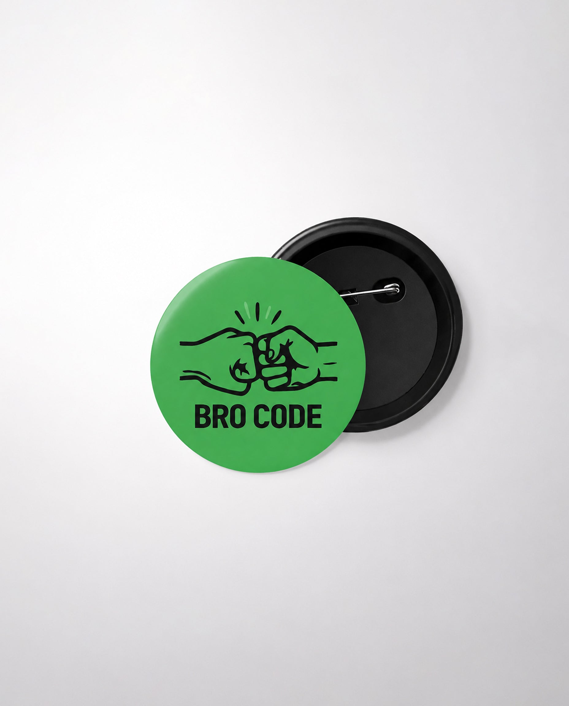 BRO CODE Friendship Series premium badge in bright green.