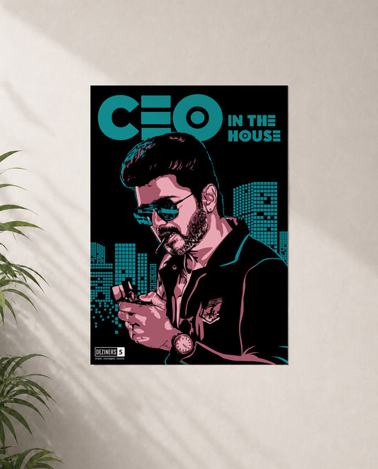 CEO premium matte wall poster featuring Thalapathy-inspired leadership artwork with a modern cinematic aesthetic.