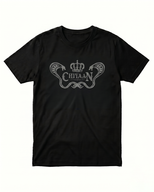CHIYAAN FAN men's regular-fit t-shirt featuring a fan-inspired typography and graphic design on a black t-shirt.