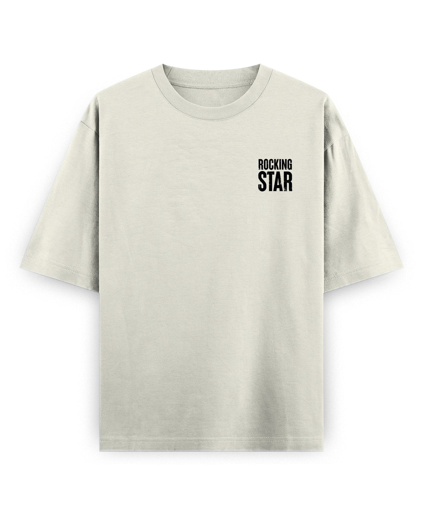 Front view of DADDY'S HOME unisex oversized graphic t-shirt in off-white.