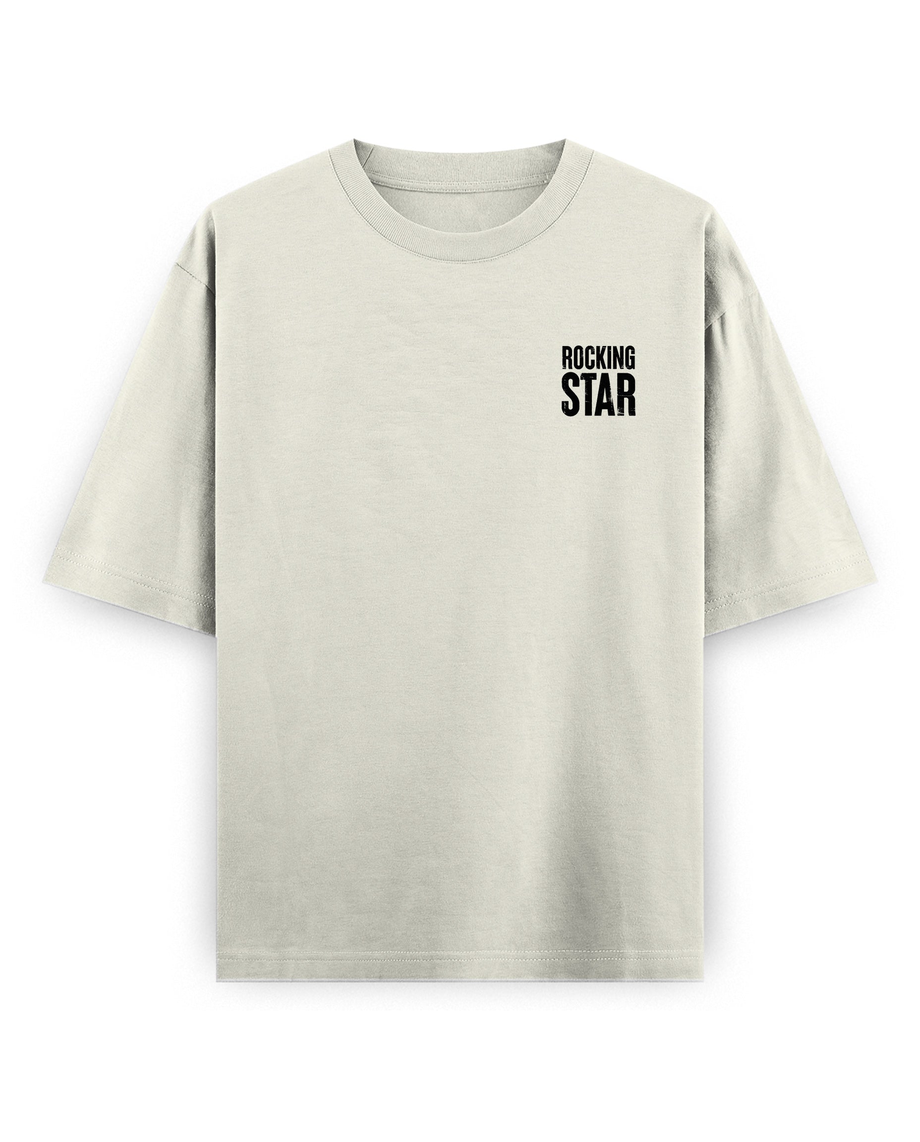 Front view of DADDY'S HOME unisex oversized graphic t-shirt in off-white.
