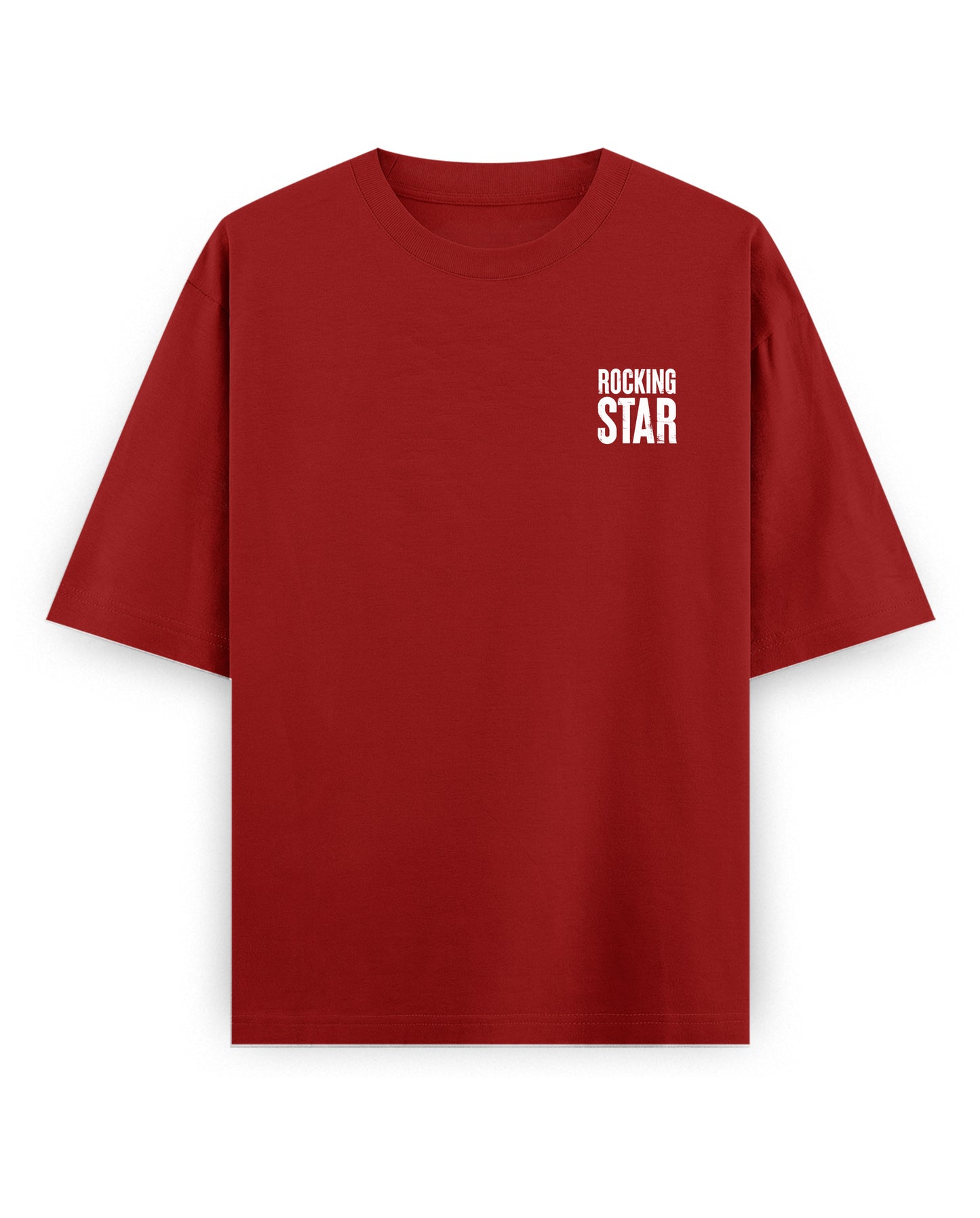 Front view of DADDY'S HOME unisex oversized graphic t-shirt in red.