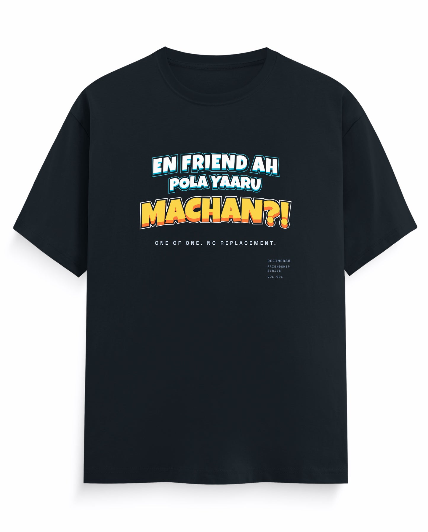 EN FRIEND AH POLA YAARU MACHAN men's regular-fit t-shirt in navy blue.