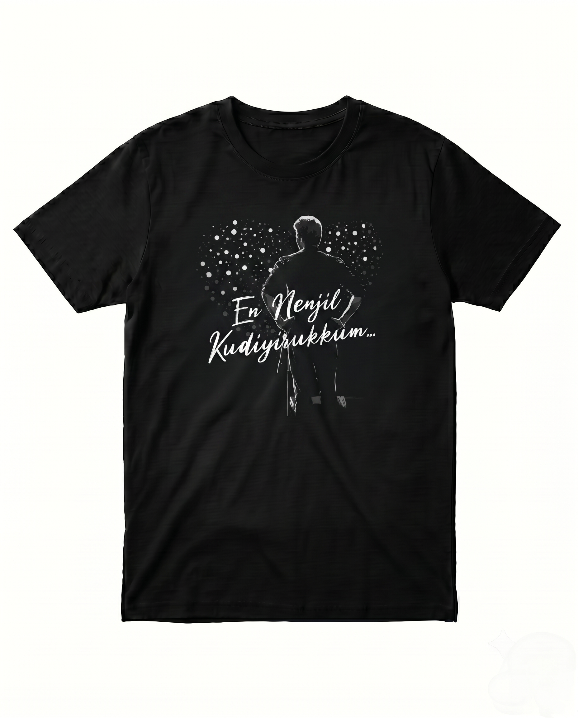 EN NENJIL KUDIYIRUKKUM black men's regular-fit t-shirt featuring a fan-inspired typography design on premium cotton fabric.