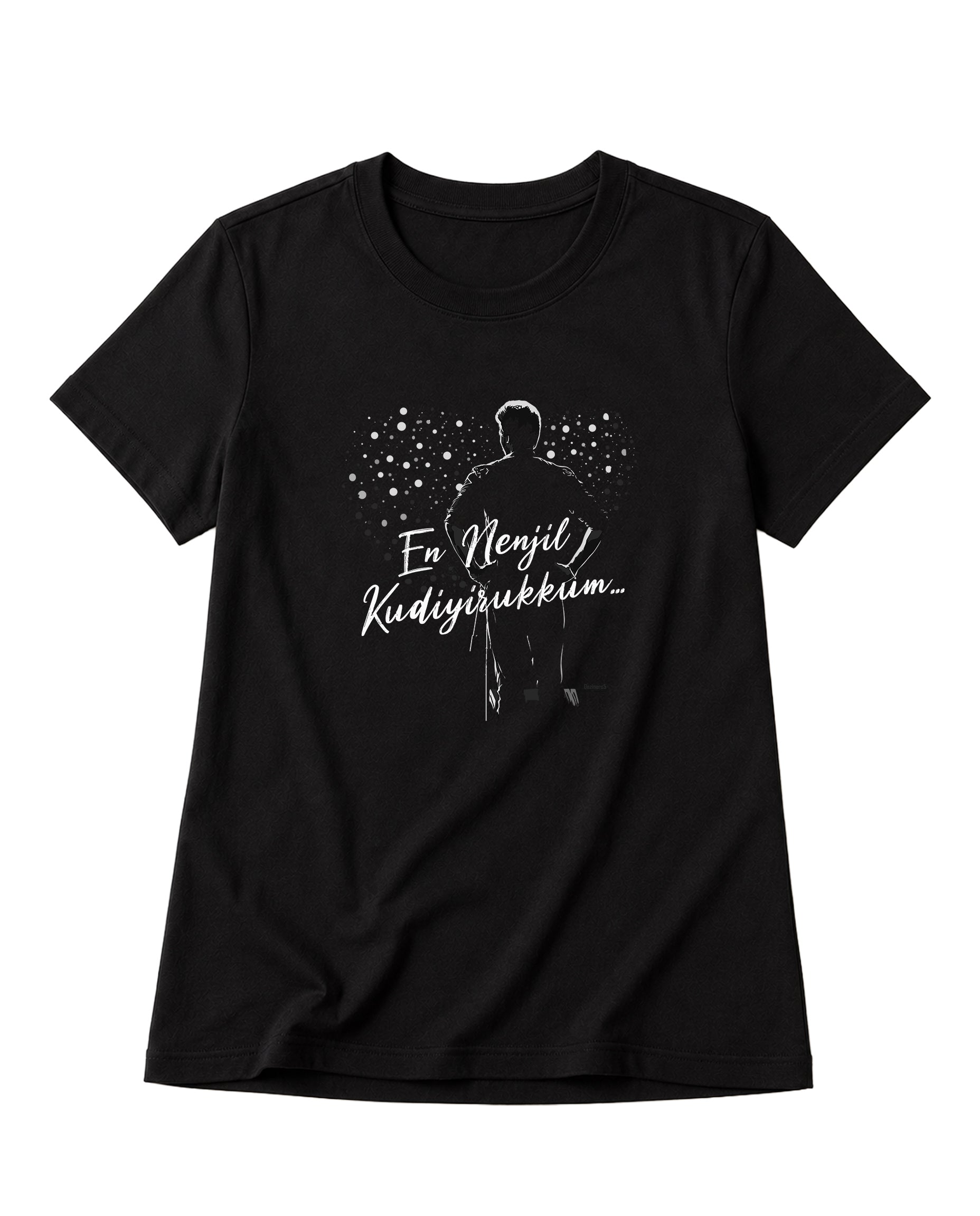 EN NENJIL KUDIYIRUKKUM women's regular-fit t-shirt in black.