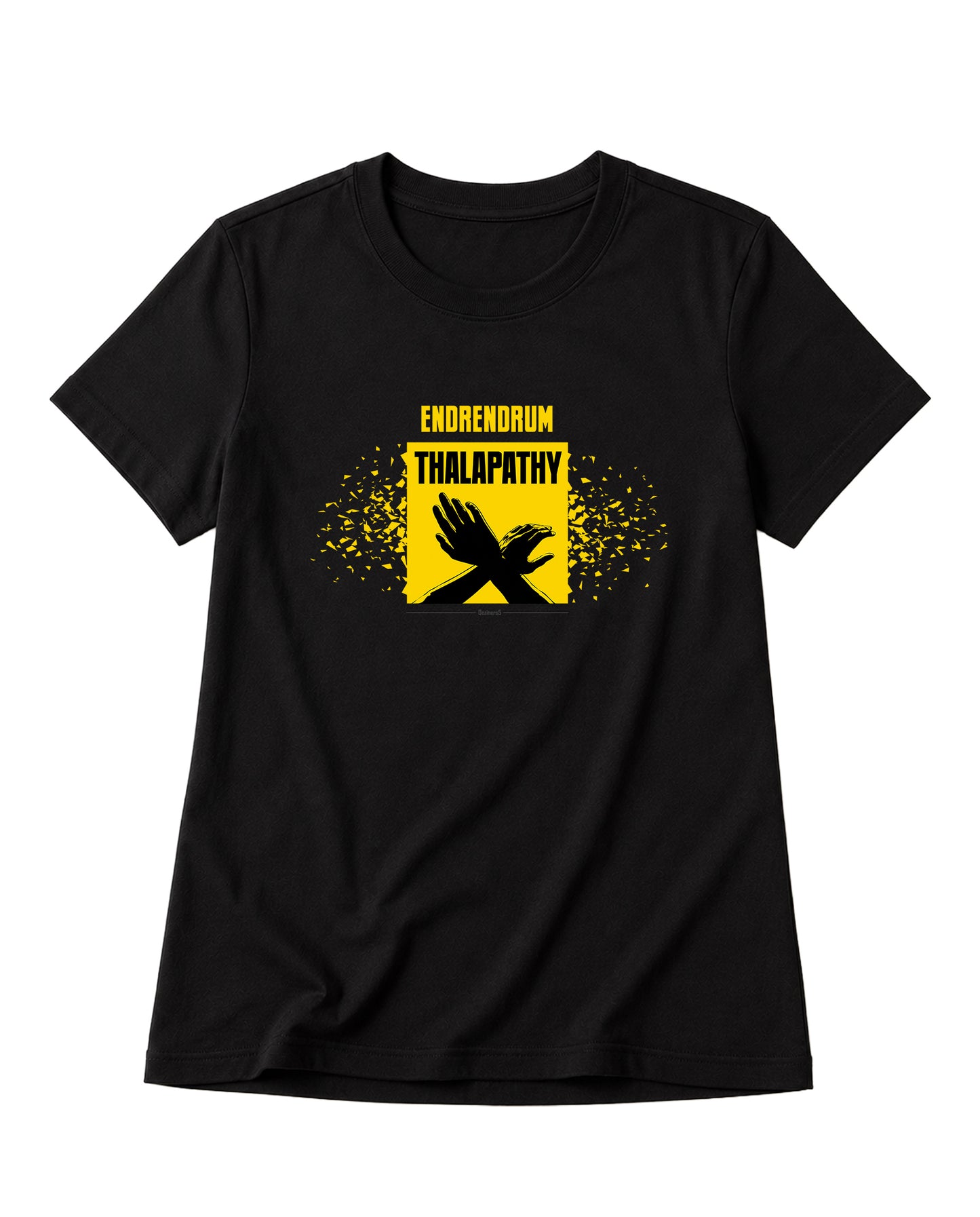 ENDRENDRUM THALAPATHY women's regular-fit t-shirt in black.