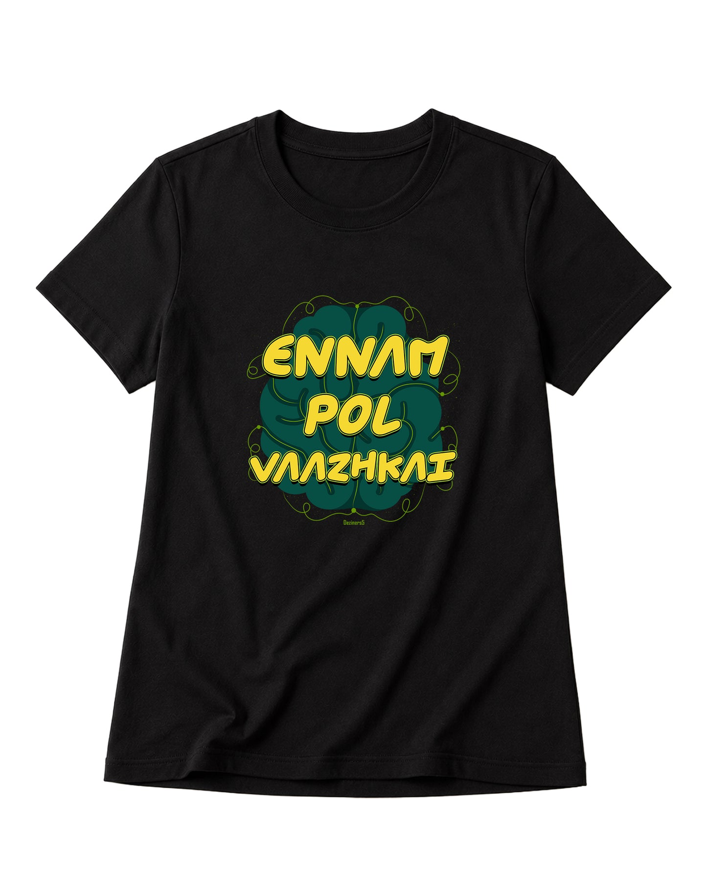 ENNAM POL VAAZHKAI women's regular-fit t-shirt in black.