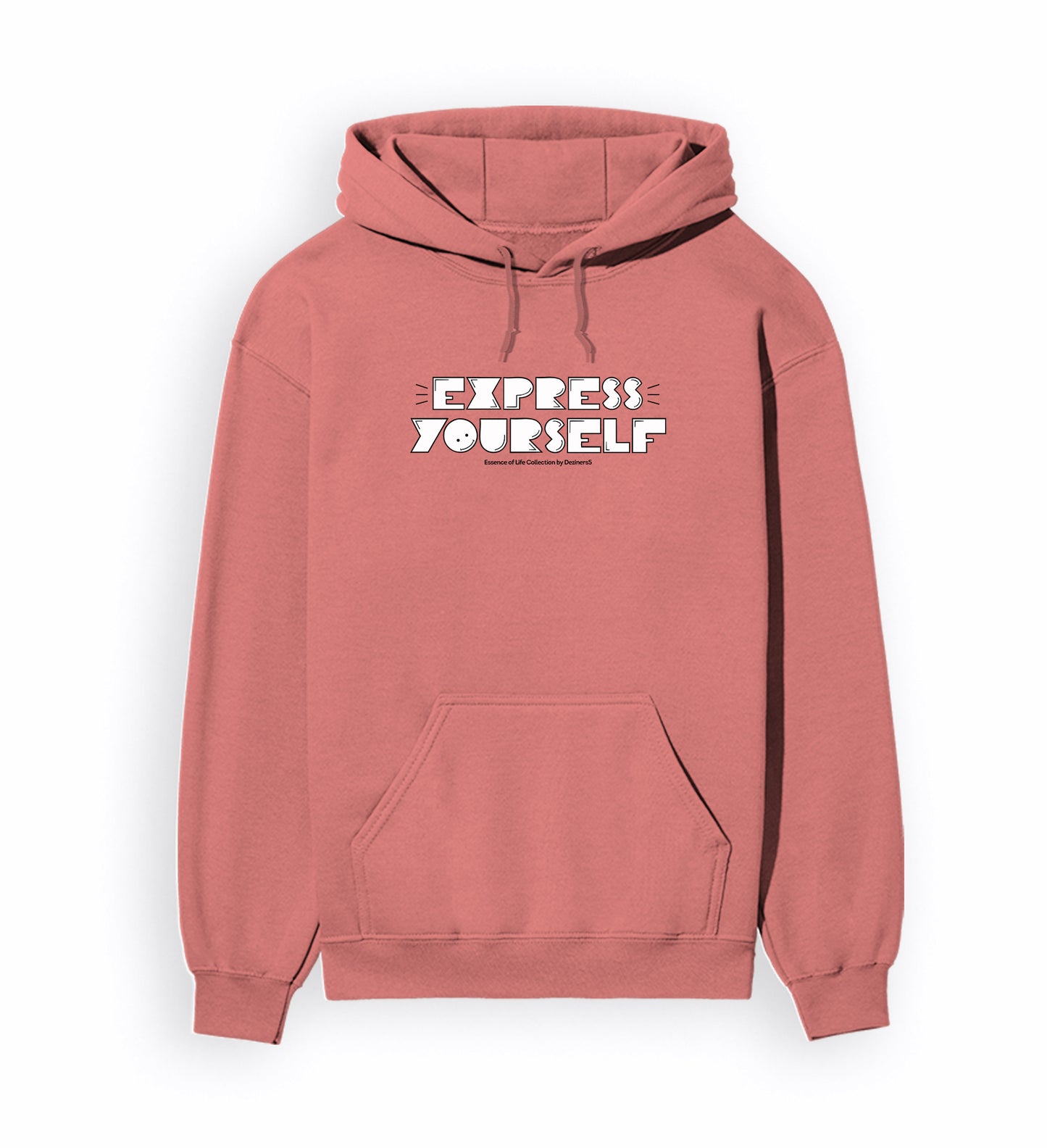 Front view of EXPRESS YOURSELF - Unisex Regular Fit Hoodie in coral.