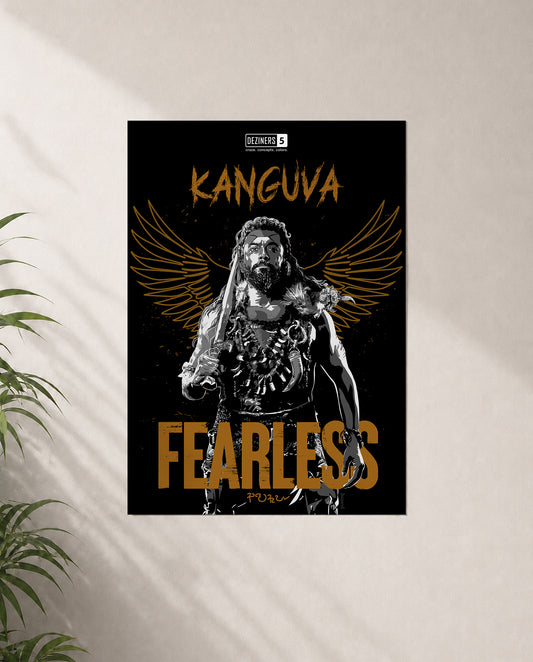FEARLESS premium matte wall poster featuring a warrior-inspired cinematic illustration with vintage styling for home and office décor.