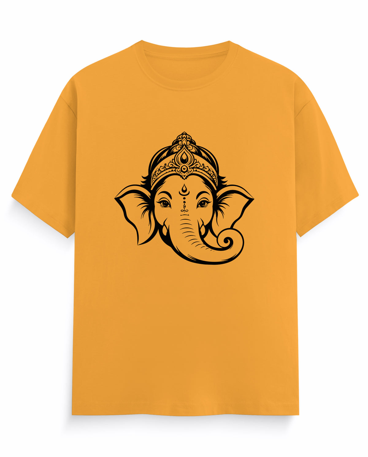 Front view of GANESH – Devotional Men's Regular Fit T-Shirt in golden yellow.