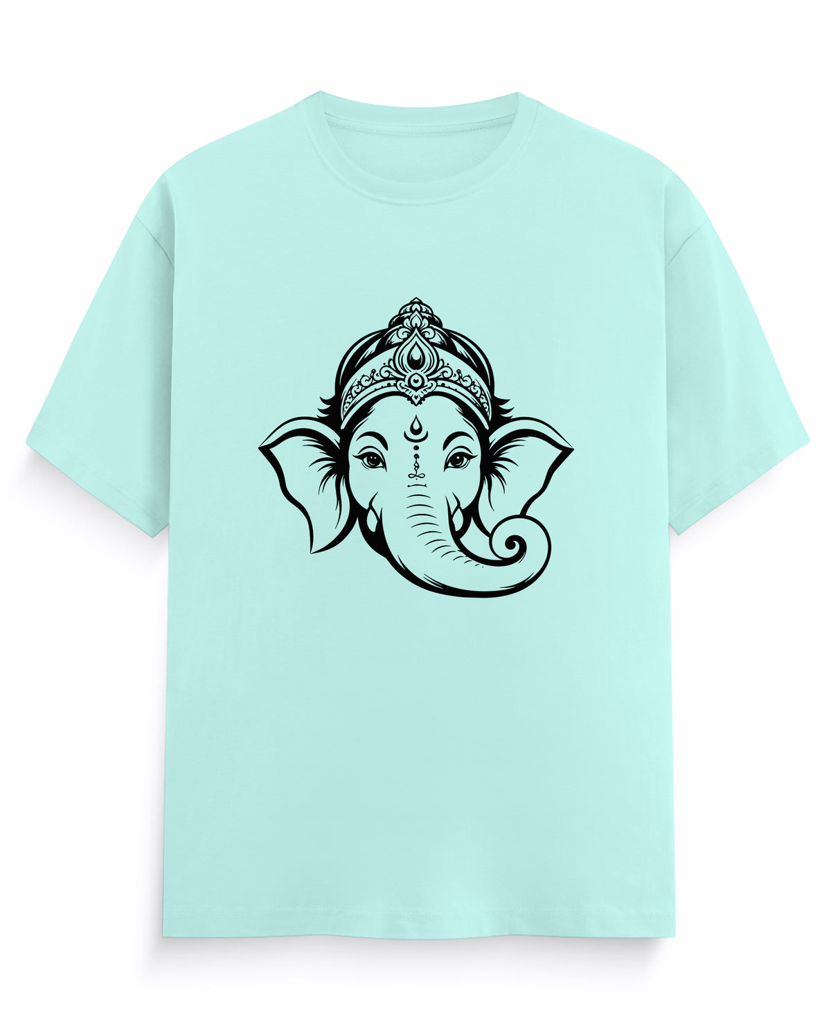 Front view of GANESH – Devotional Men's Regular Fit T-Shirt in mint.