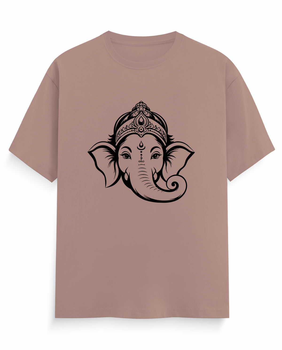 Front view of GANESH – Devotional Men's Regular Fit T-Shirt in mushroom.