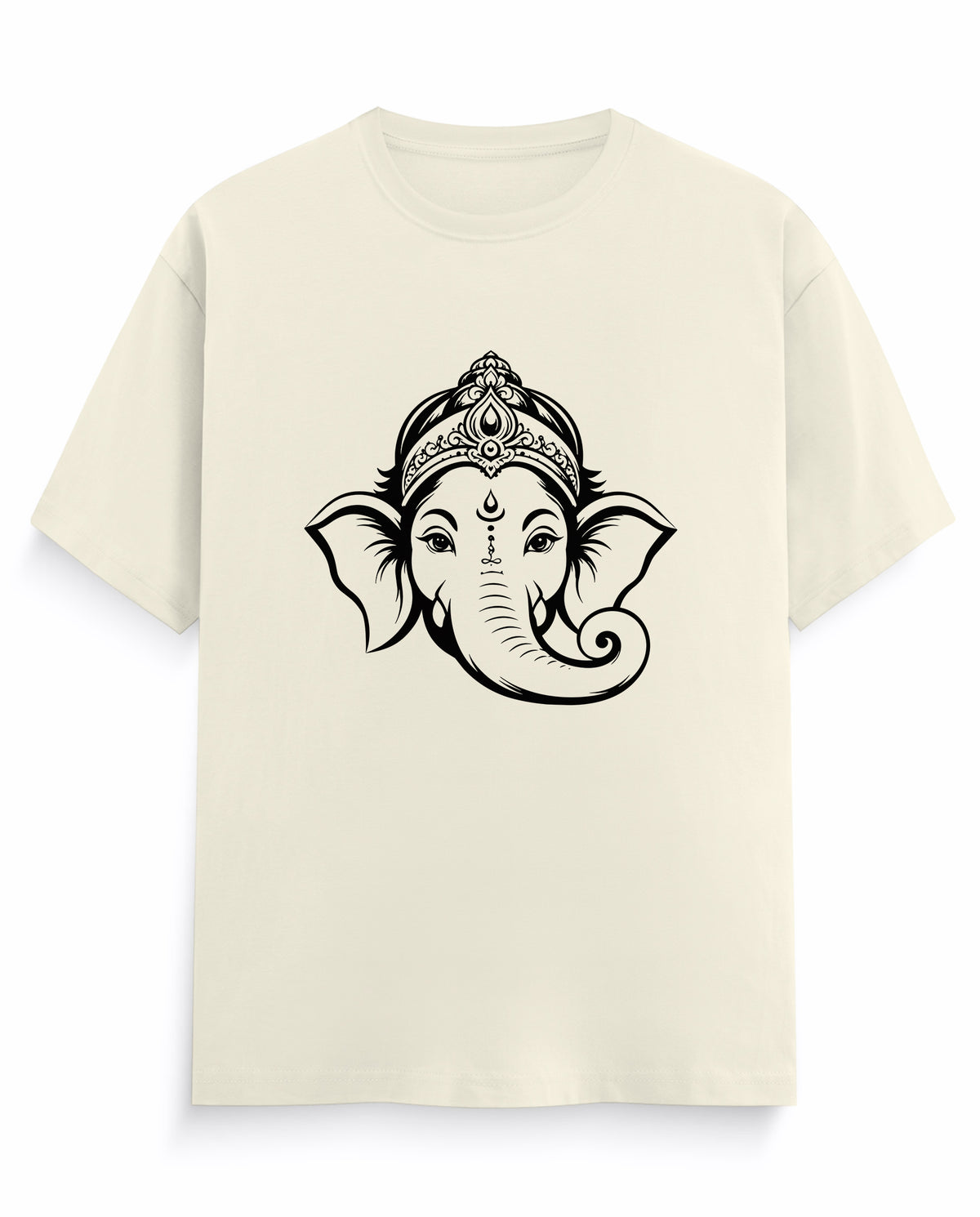 Front view of GANESH – Devotional Men's Regular Fit T-Shirt in off-white.