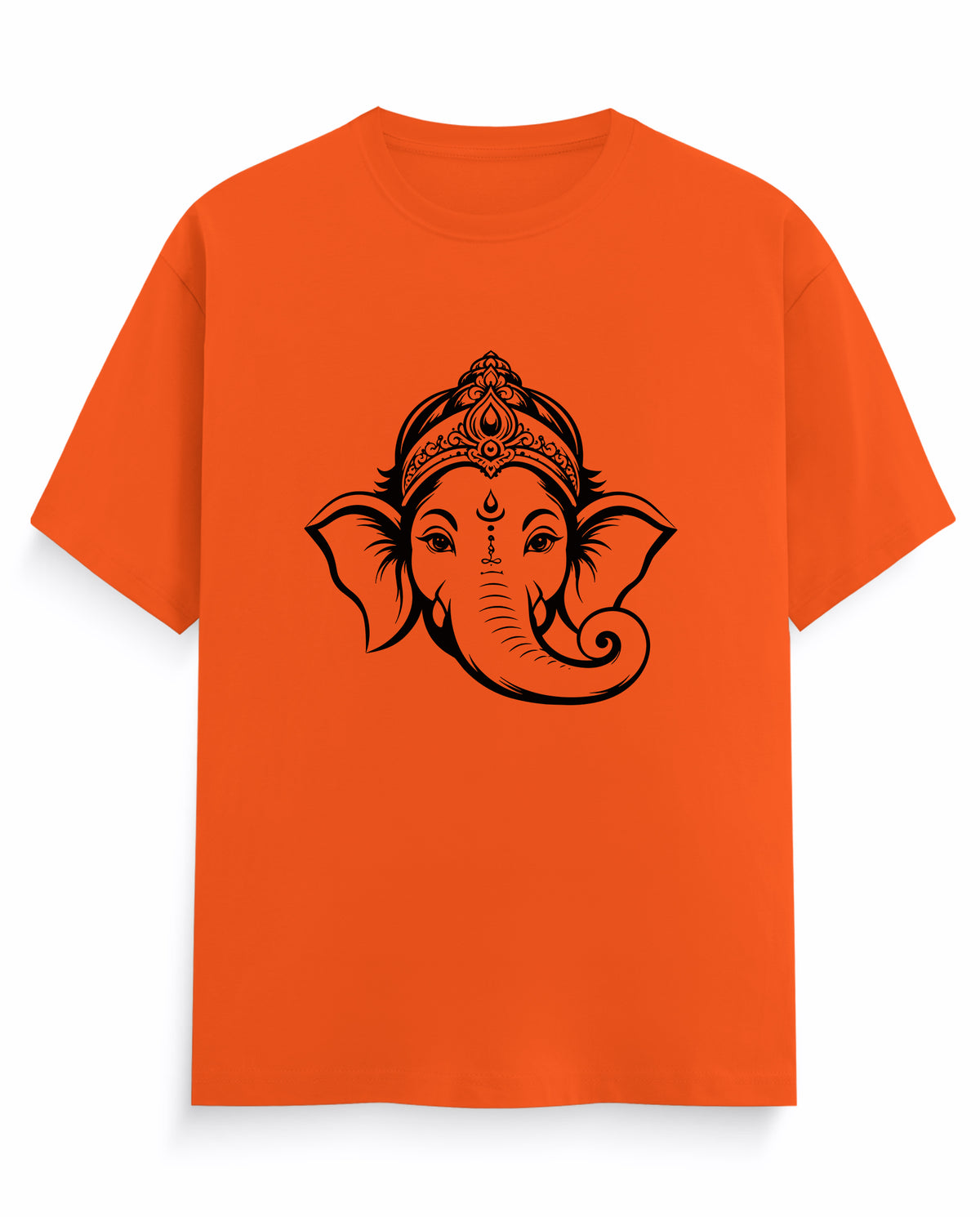 Front view of GANESH – Devotional Men's Regular Fit T-Shirt in orange.