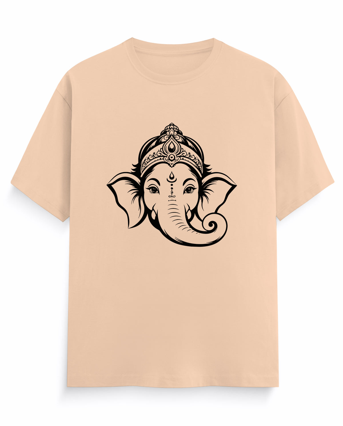 Front view of GANESH – Devotional Men's Regular Fit T-Shirt in peach.