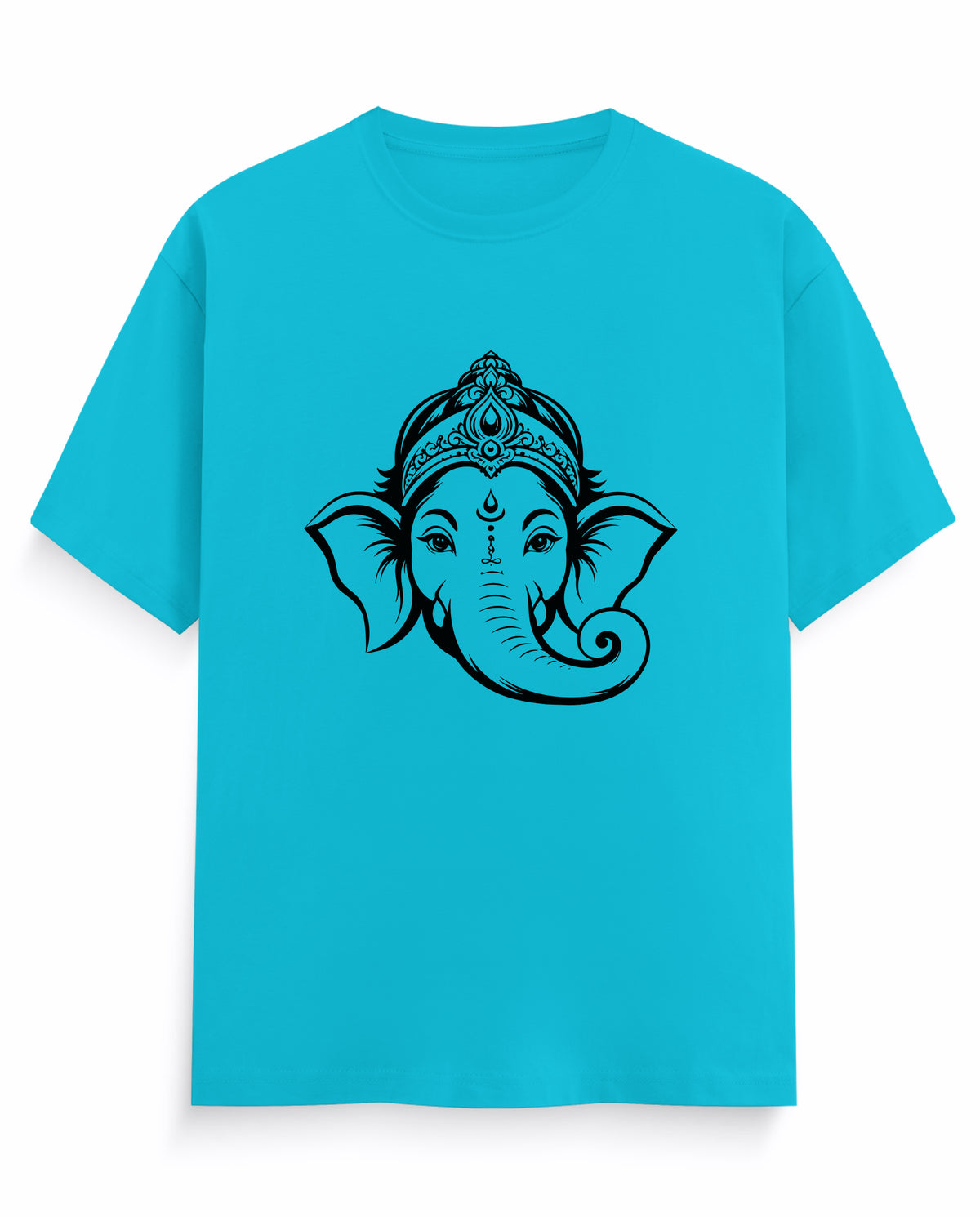 Front view of GANESH – Devotional Men's Regular Fit T-Shirt in sky blue.