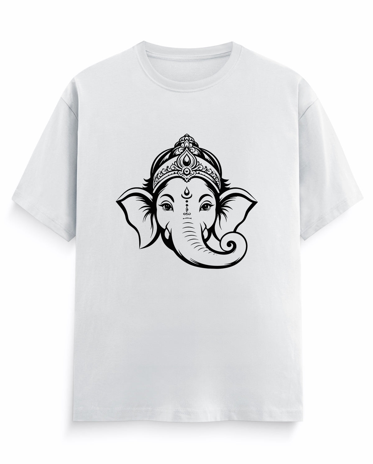 Front view of GANESH – Devotional Men's Regular Fit T-Shirt in white.