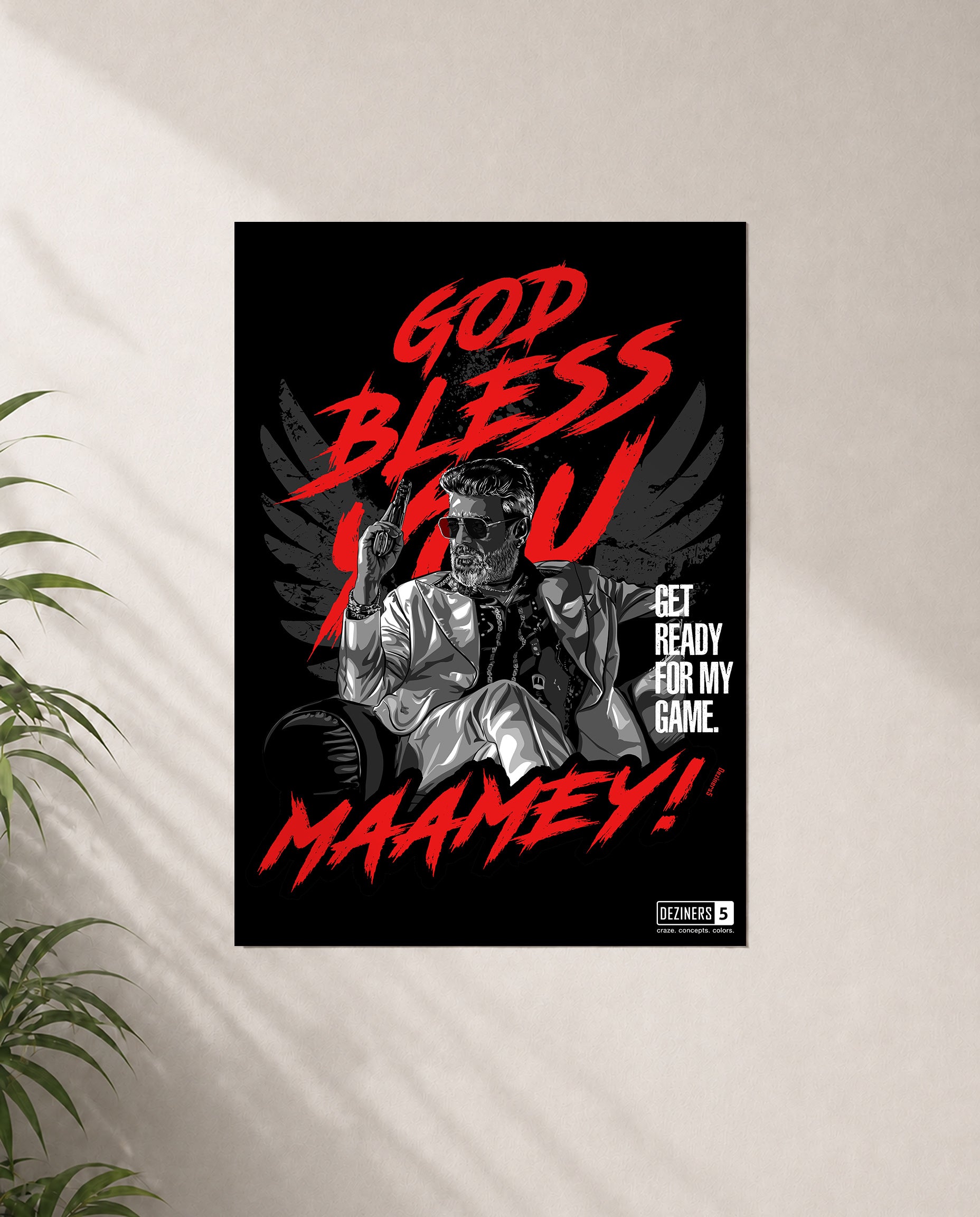 GBU premium matte wall poster featuring AK-inspired action artwork with bold cinematic styling and premium detailing.
